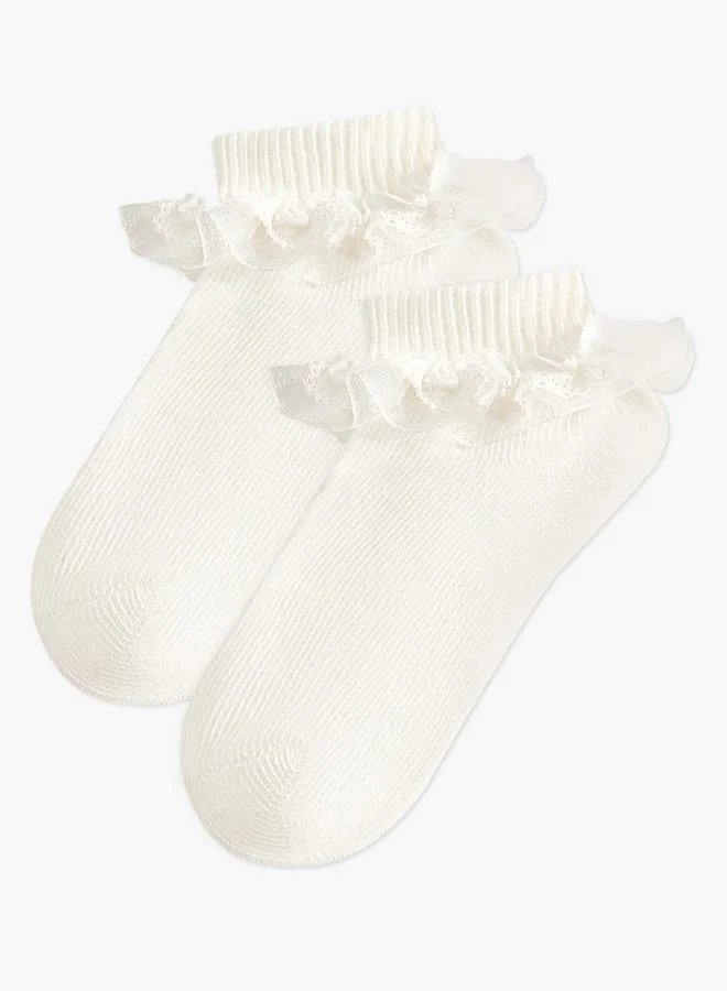 بيرفيت Pack Of 2 Baby Girls Socks Ankle Length Ruffle Detail Ramadan Collections